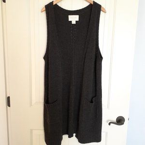 Brochu Walker Cashmere Sweater Vest/Sleeveless Open Cardigan Gray Size L